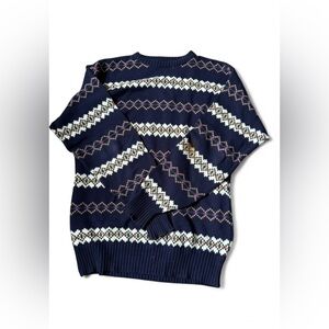 Rare Vintage CHAPS Ralph Lauren Tribal Nordic Striped Sweater 90s Made In USA L